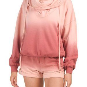 YOUNG FABULOUS & BROKE Womens Pink Piper Hoodie Sz S Relaxed Boho Hippie Lounge